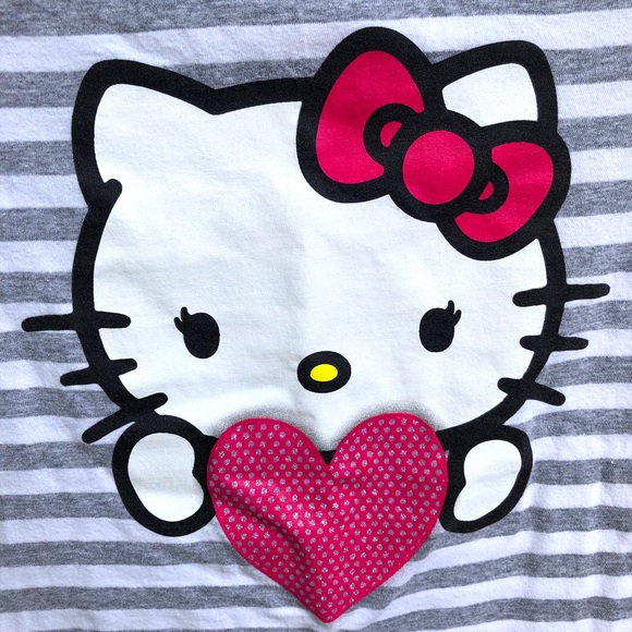 Hello Kitty Brand Shirt striped with hello kitty face on front - Picture 2 of 6